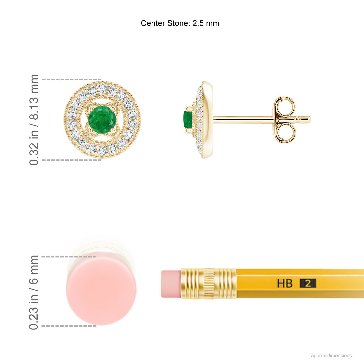 AA - Emerald / 0.23 CT / 14 KT Yellow Gold