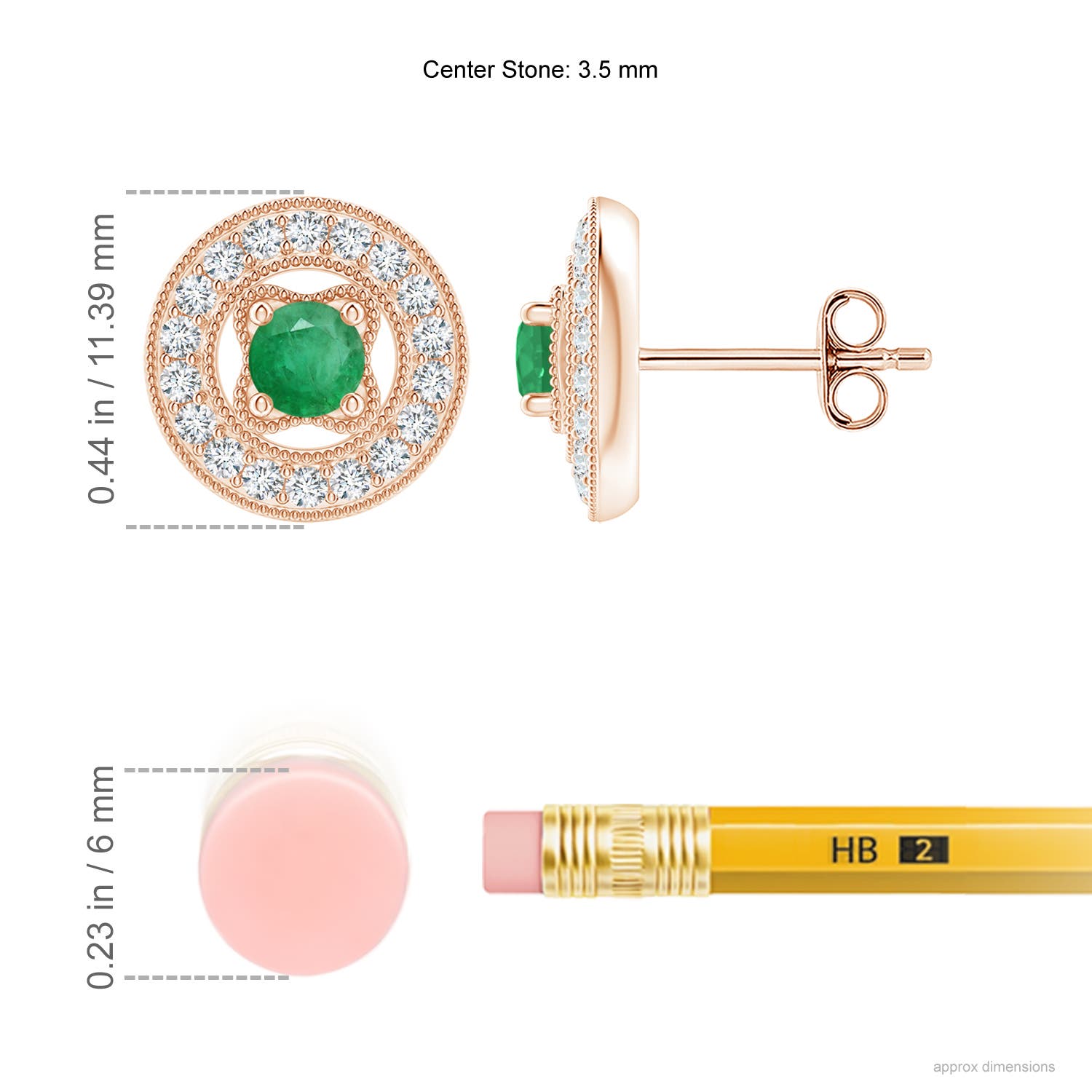 A - Emerald / 0.66 CT / 14 KT Rose Gold