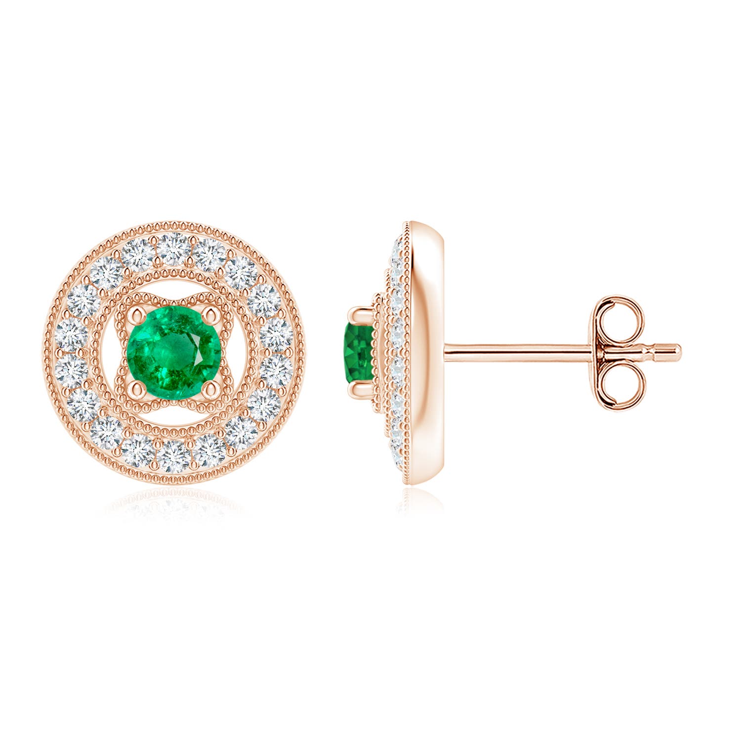 AAA - Emerald / 0.66 CT / 14 KT Rose Gold