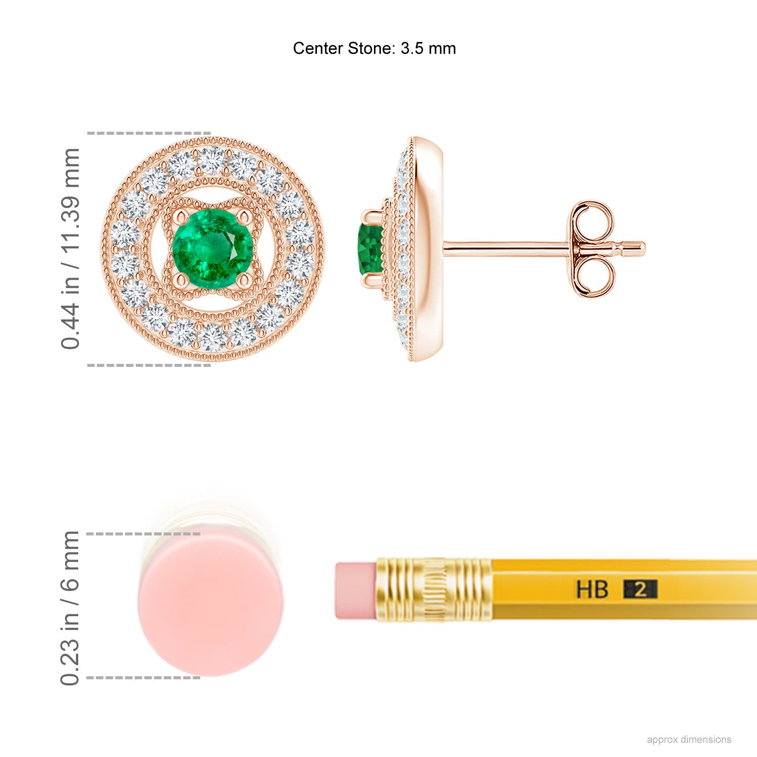 AAA - Emerald / 0.66 CT / 14 KT Rose Gold