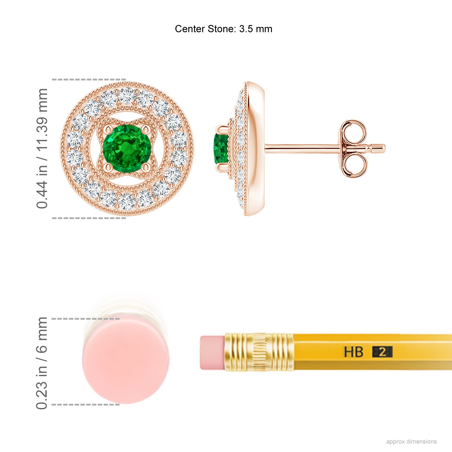 AAAA - Emerald / 0.66 CT / 14 KT Rose Gold