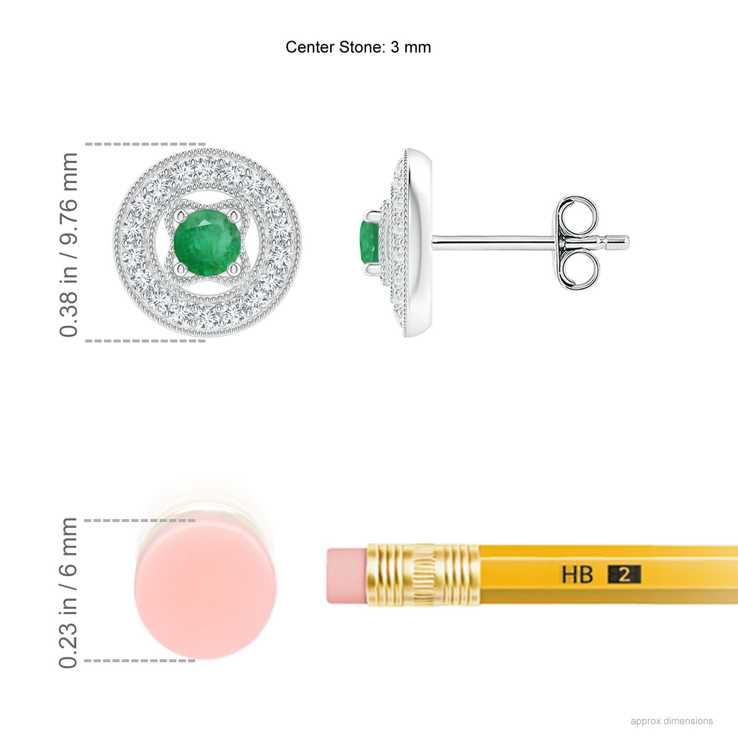 A - Emerald / 0.42 CT / 14 KT White Gold