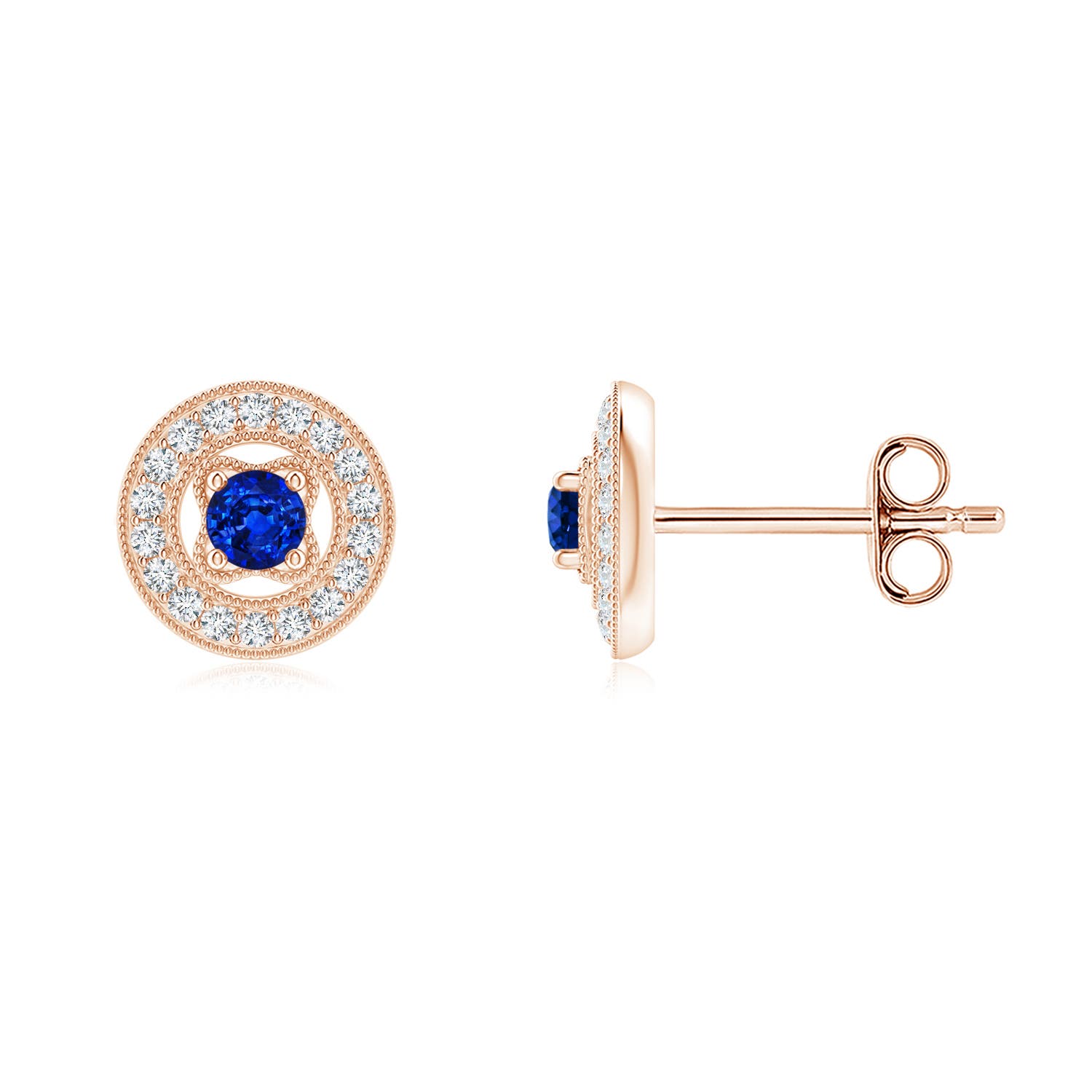 AAAA - Blue Sapphire / 0.29 CT / 14 KT Rose Gold