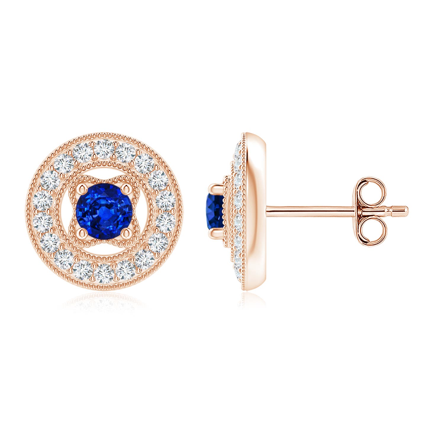 AAAA - Blue Sapphire / 0.8 CT / 14 KT Rose Gold