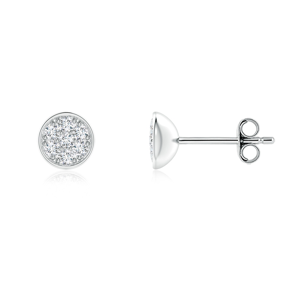 1mm GVS2 Pave-Set Diamond Round Stud Earrings in S999 Silver