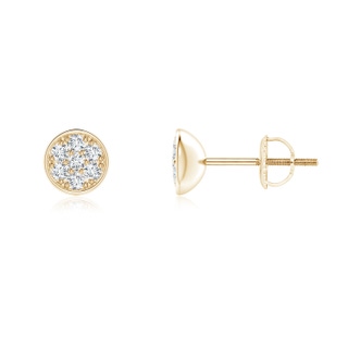 1mm GVS2 Pave-Set Diamond Round Stud Earrings in Yellow Gold