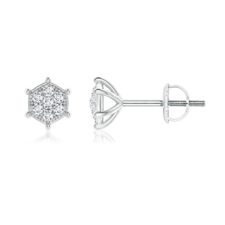 1.1mm GVS2 Pavé-Set Diamond Hexagon Stud Earrings in P950 Platinum