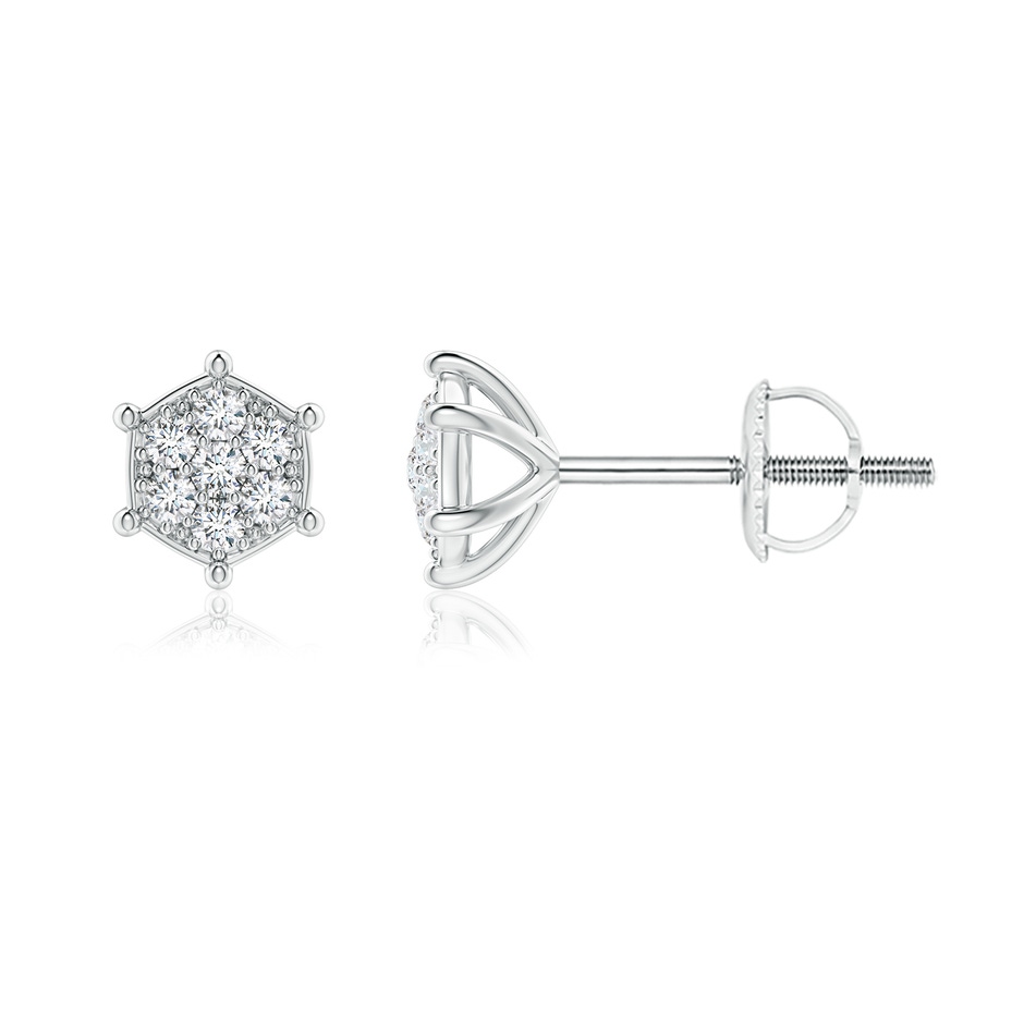 1.1mm GVS2 Pavé-Set Diamond Hexagon Stud Earrings in P950 Platinum 