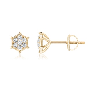 1.1mm GVS2 Pavé-Set Diamond Hexagon Stud Earrings in Yellow Gold