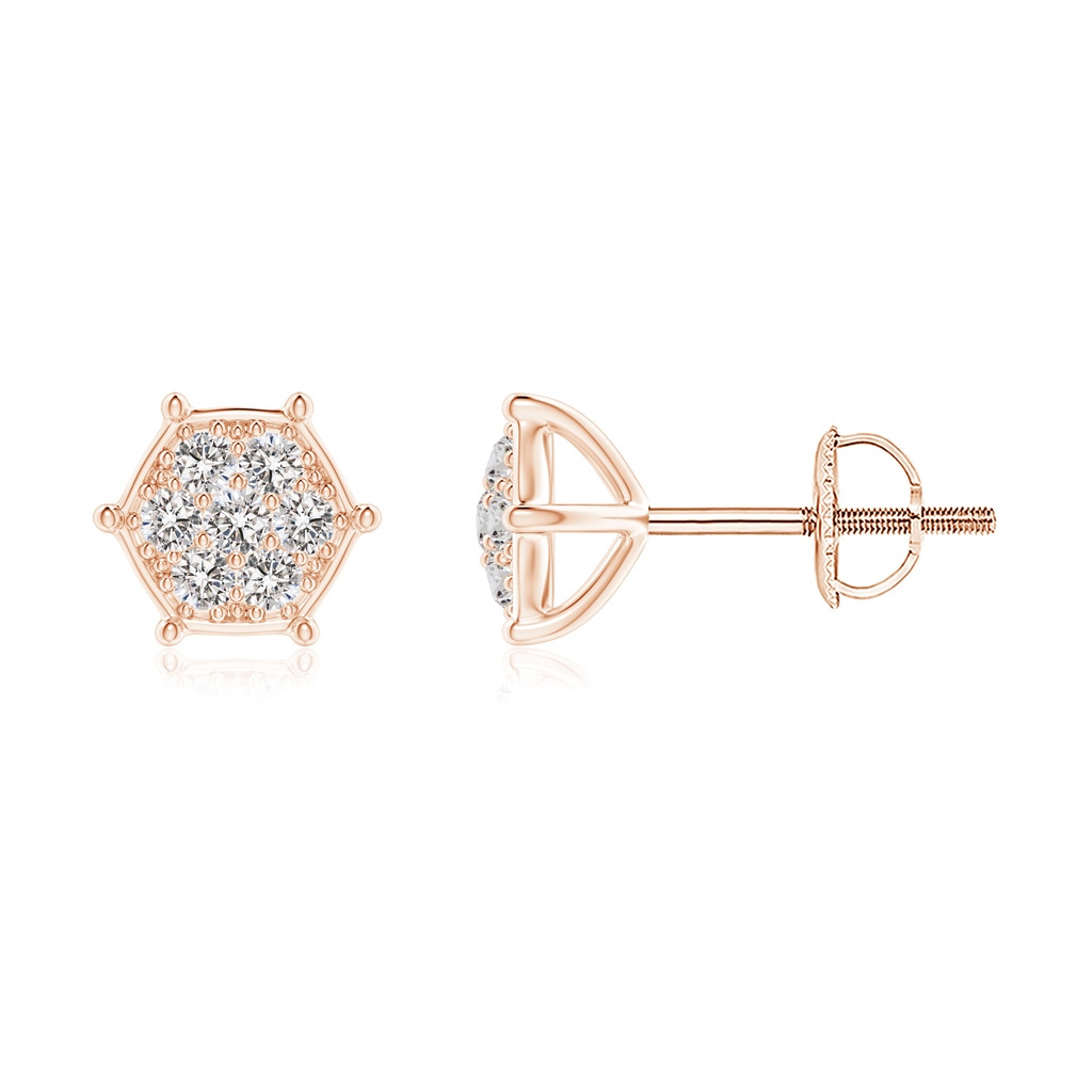 1.1mm IJI1I2 Pavé-Set Diamond Hexagon Stud Earrings in 9K Rose Gold