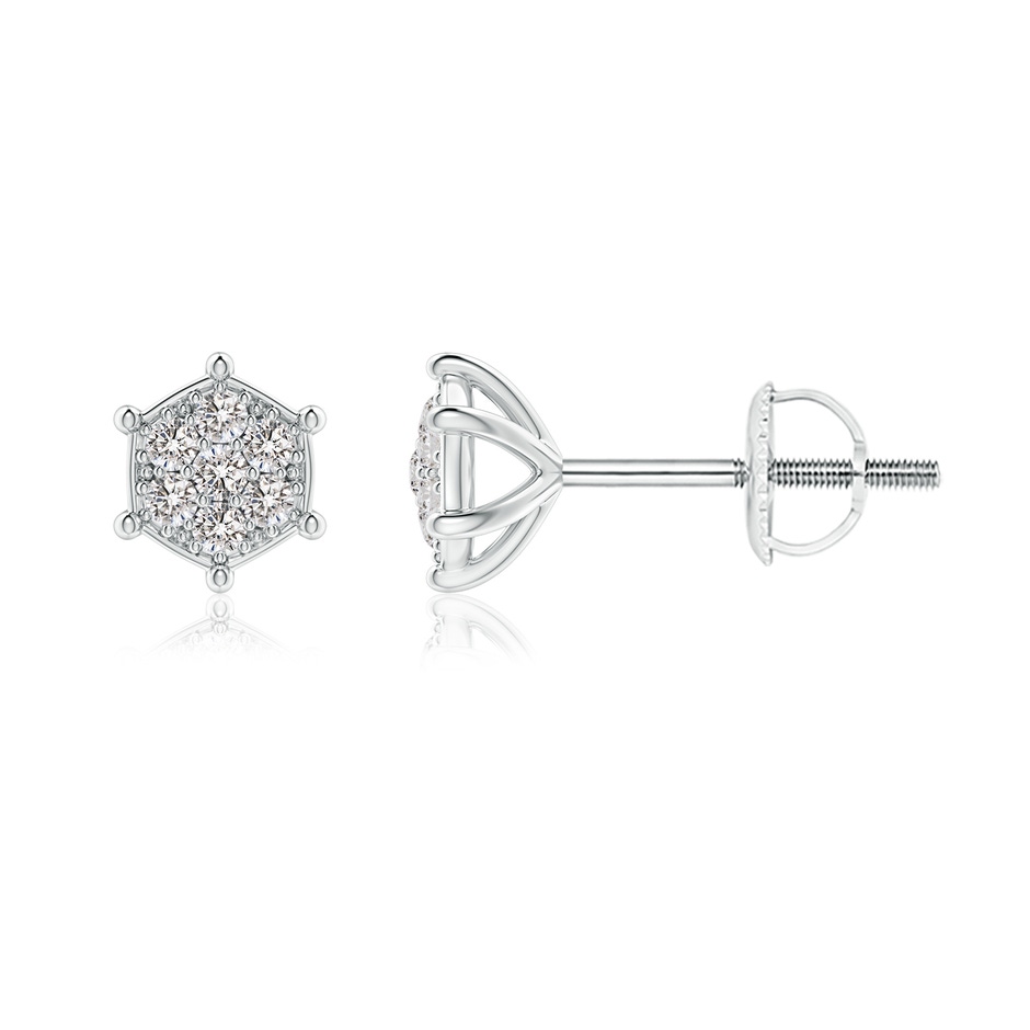 1.1mm IJI1I2 Pavé-Set Diamond Hexagon Stud Earrings in White Gold 