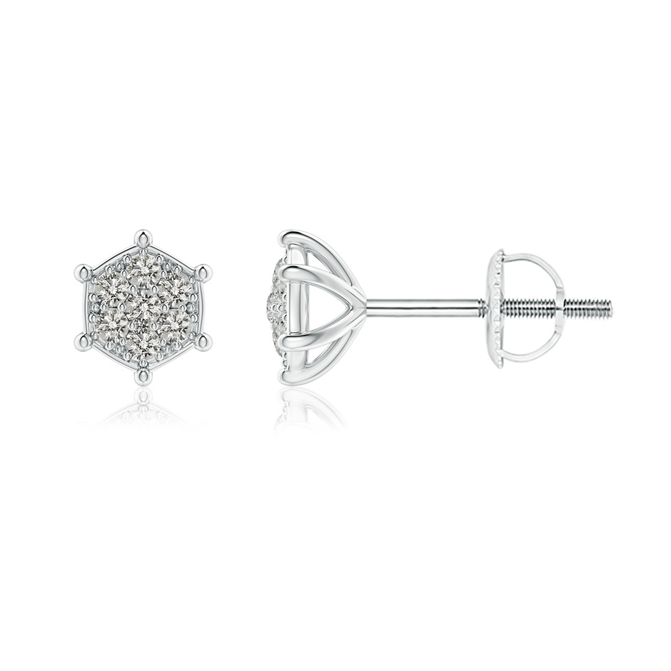 1.1mm KI3 Pavé-Set Diamond Hexagon Stud Earrings in White Gold 