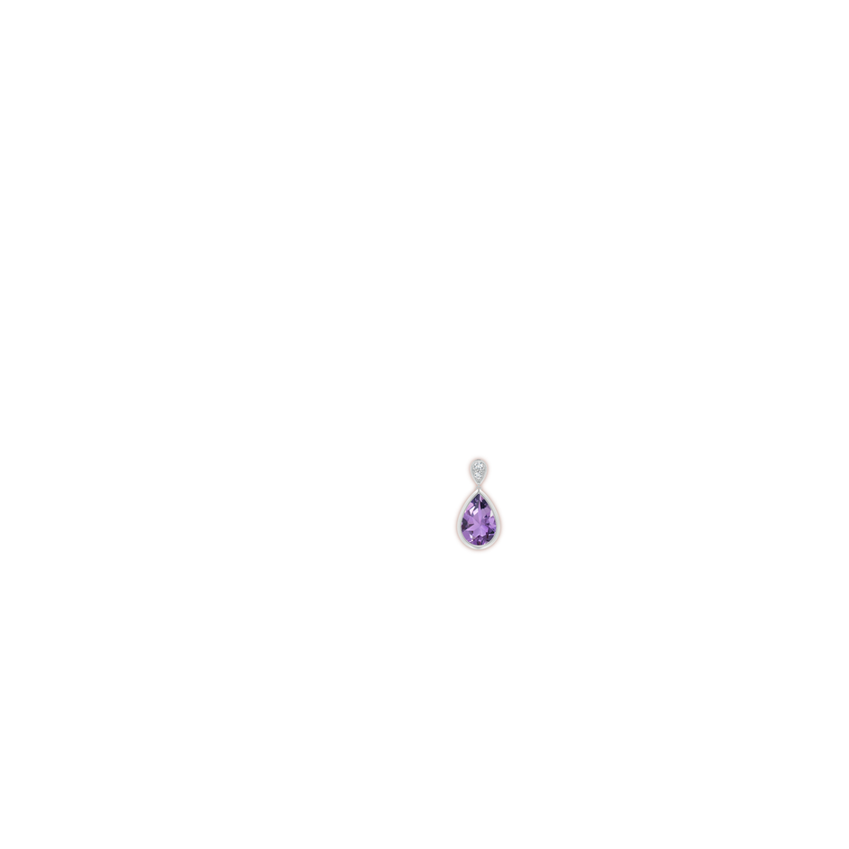 12x8mm A Bezel-Set Amethyst Teardrop Earrings with Diamond in White Gold body-ear