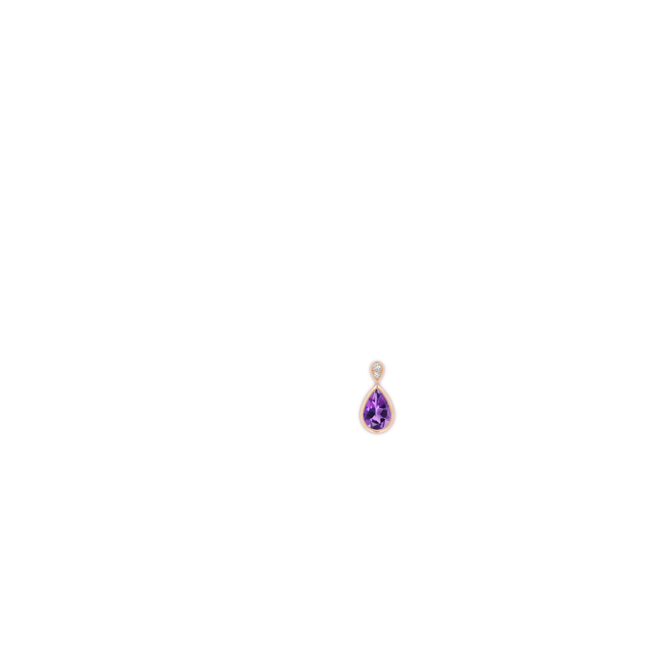 12x8mm AAA Bezel-Set Amethyst Teardrop Earrings with Diamond in Rose Gold body-ear