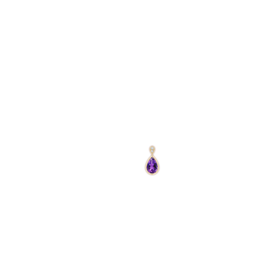12x8mm AAAA Bezel-Set Amethyst Teardrop Earrings with Diamond in Yellow Gold body-ear