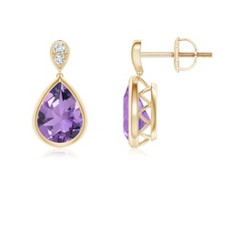 Drop Yellow Gold Amethyst Earrings