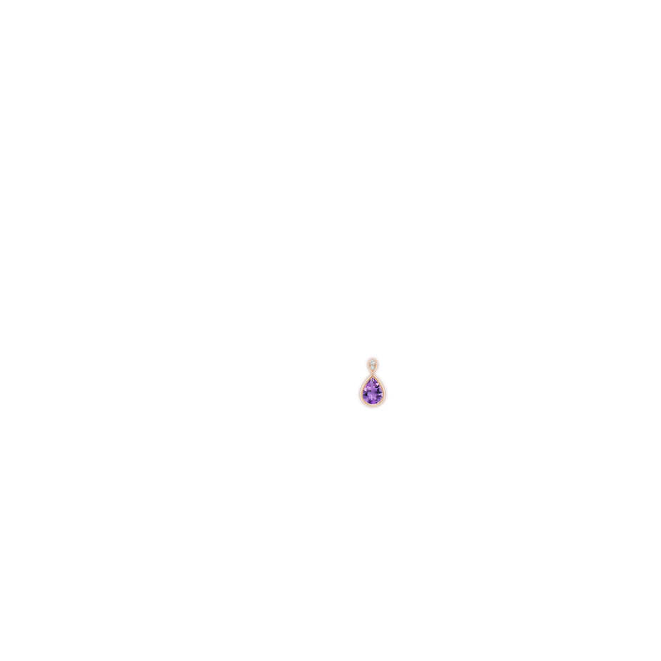 8x6mm AA Bezel-Set Amethyst Teardrop Earrings with Diamond in Rose Gold body-ear