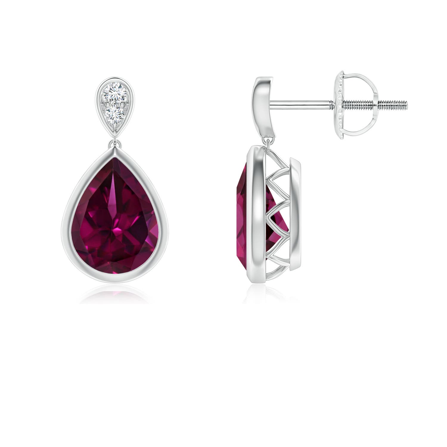 Platinum Rhodolite Garnet Earrings