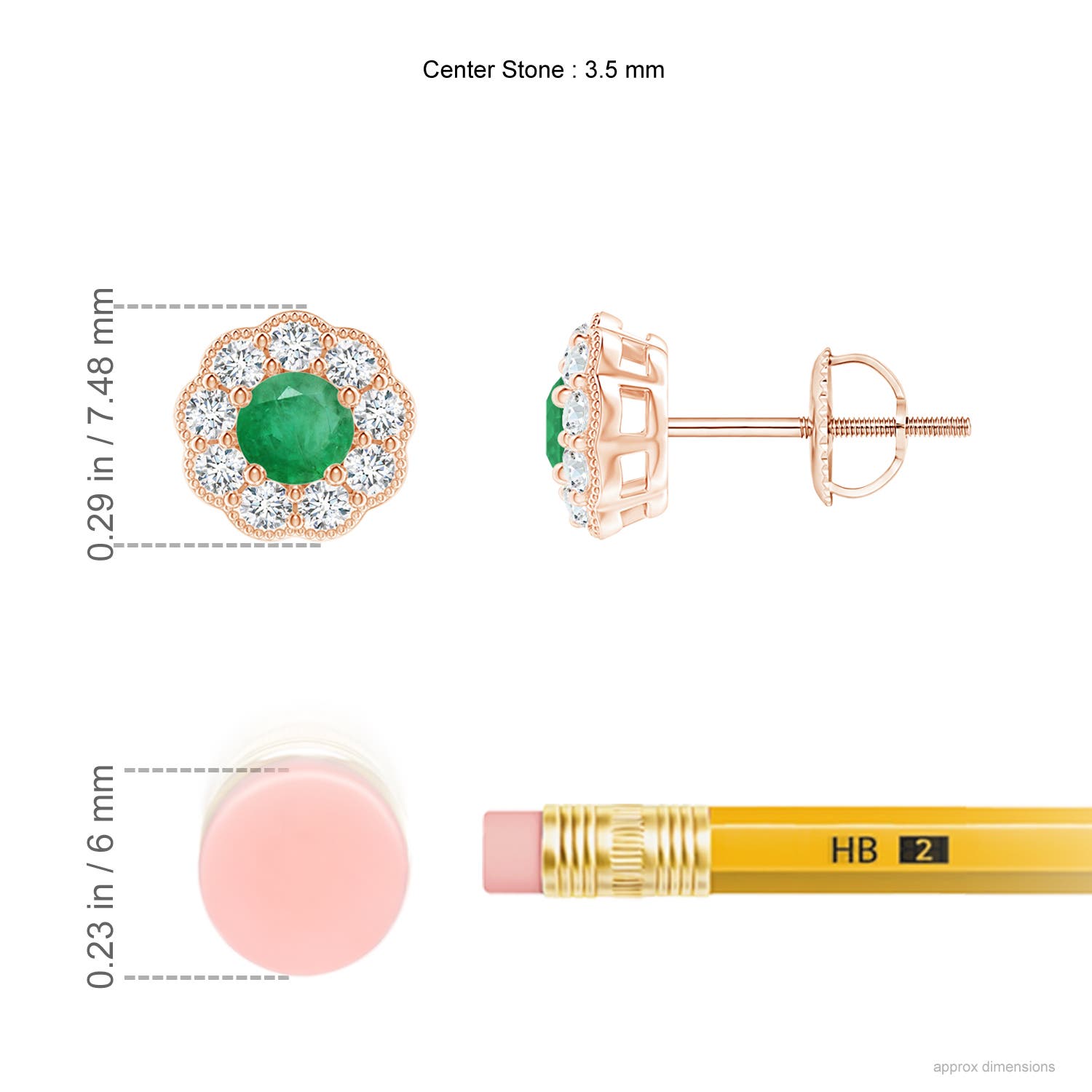 A - Emerald / 0.62 CT / 14 KT Rose Gold