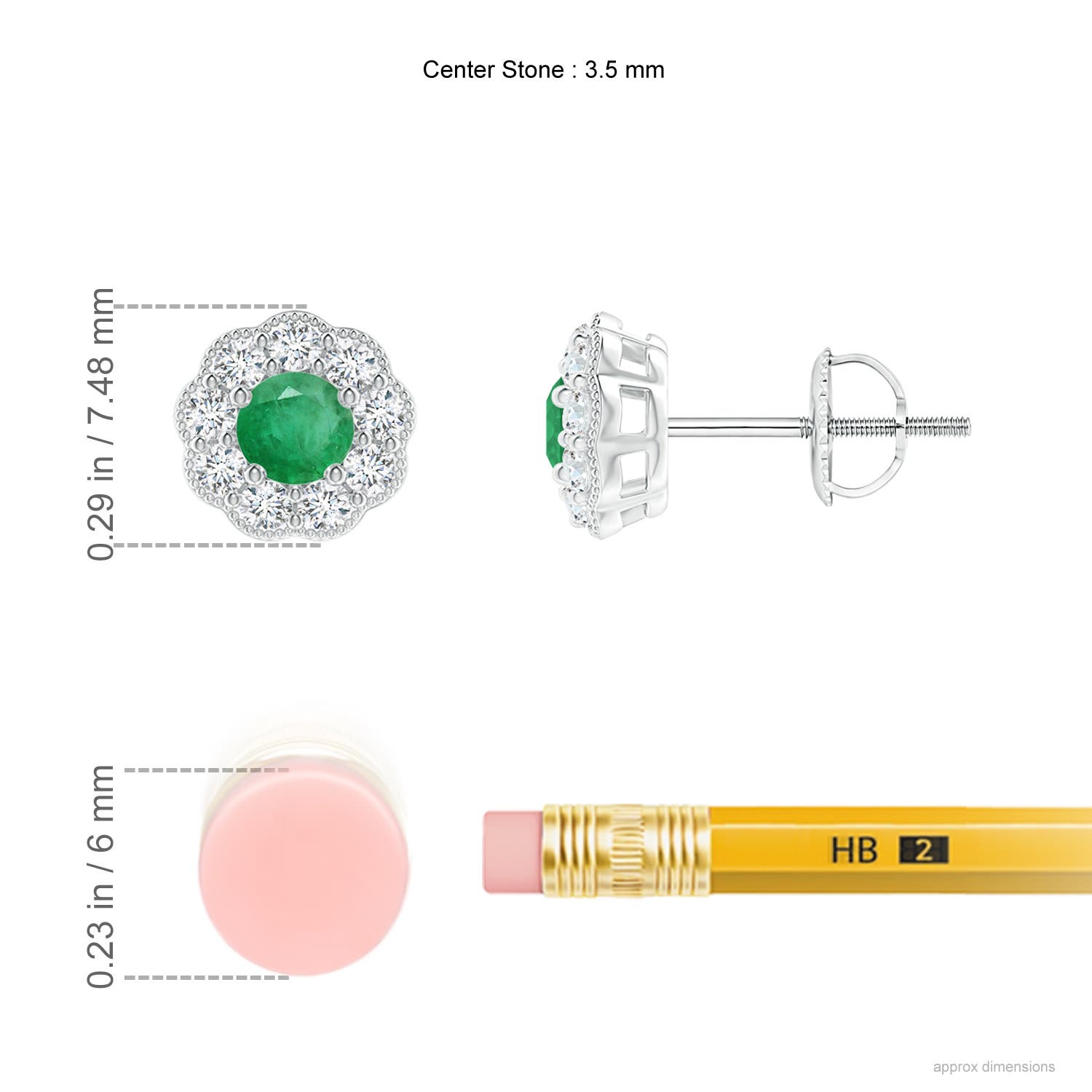 A - Emerald / 0.62 CT / 14 KT White Gold