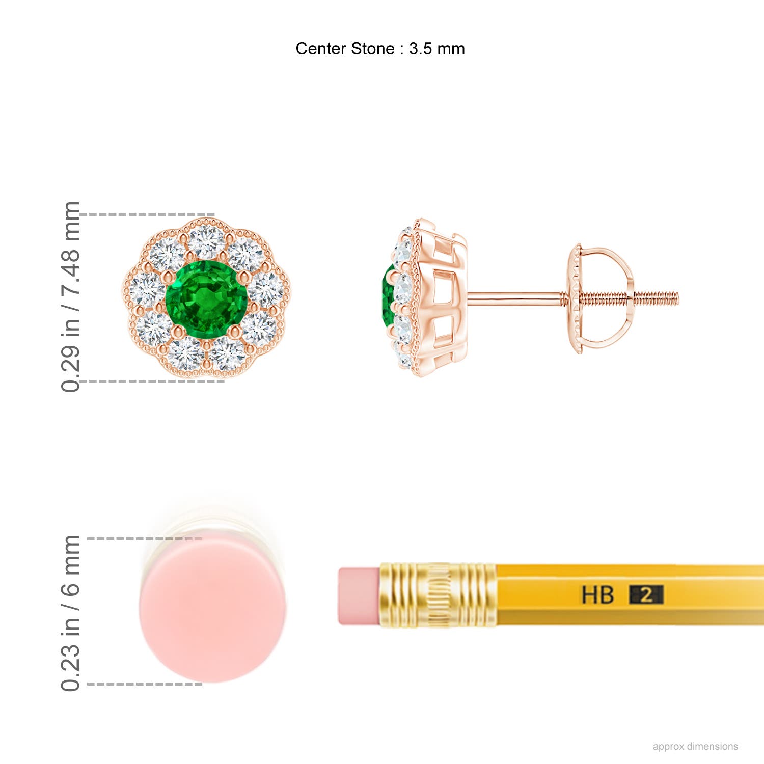 AAAA - Emerald / 0.62 CT / 14 KT Rose Gold