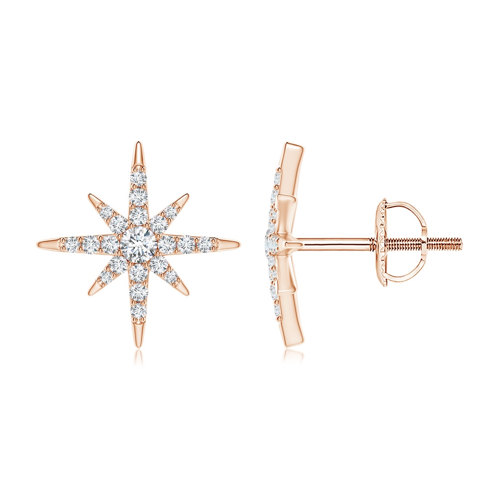 1.7mm GVS2 Diamond Eight-Point Starburst Stud Earrings in Rose Gold
