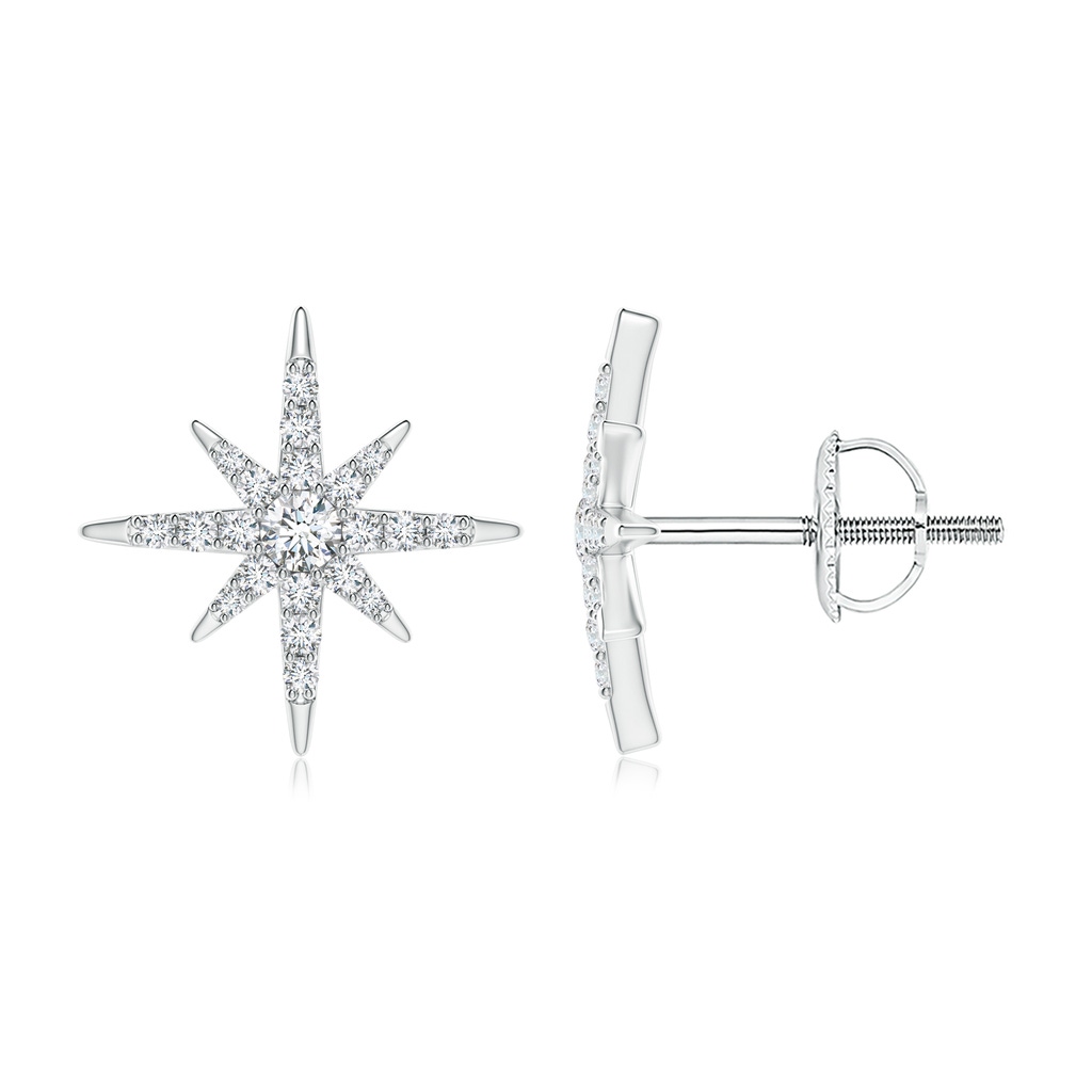 1.7mm GVS2 Diamond Eight-Point Starburst Stud Earrings in White Gold