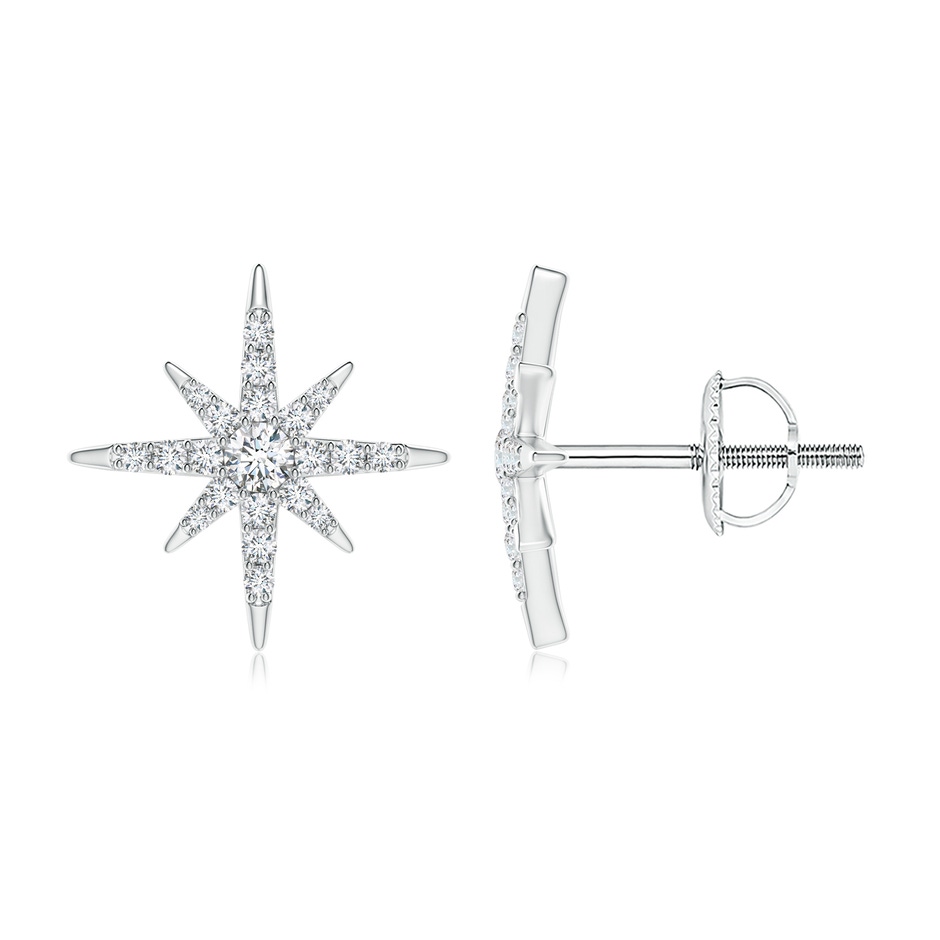 1.7mm GVS2 Diamond Eight-Point Starburst Stud Earrings in White Gold 