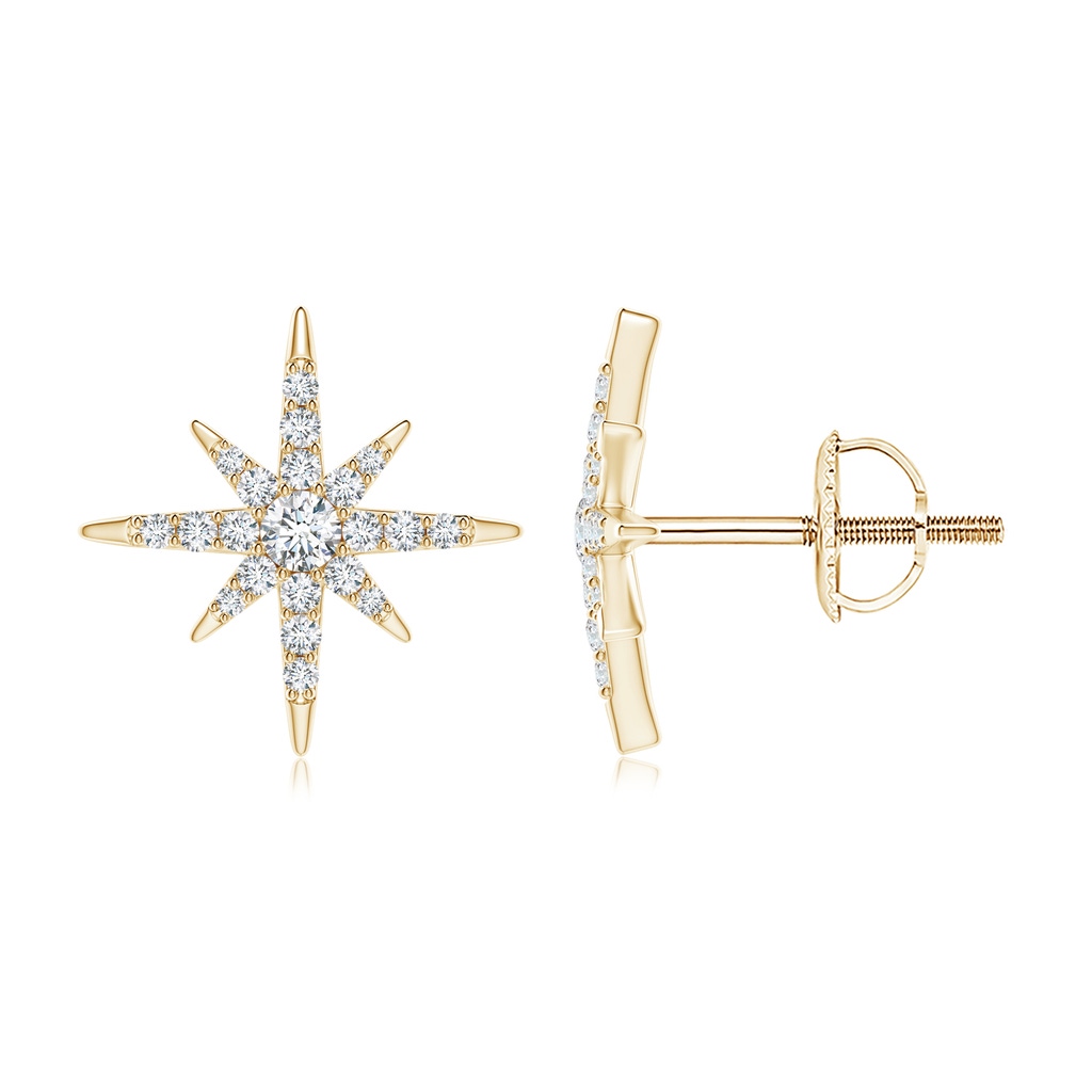 1.7mm GVS2 Diamond Eight-Point Starburst Stud Earrings in Yellow Gold