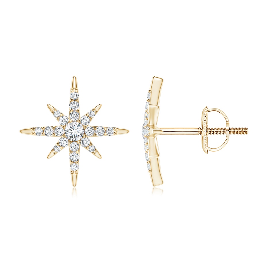 1.7mm GVS2 Diamond Eight-Point Starburst Stud Earrings in Yellow Gold 