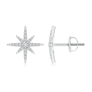 1.7mm HSI2 Diamond Eight-Point Starburst Stud Earrings in White Gold