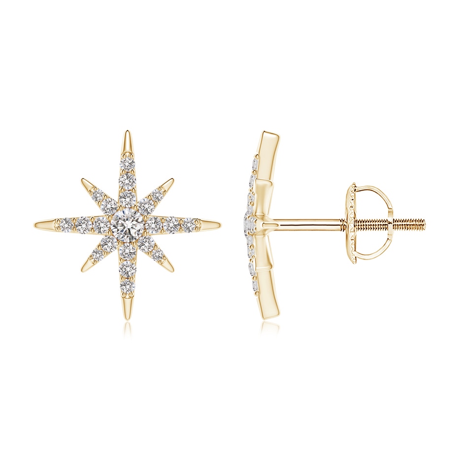 1.7mm IJI1I2 Diamond Eight-Point Starburst Stud Earrings in Yellow Gold 