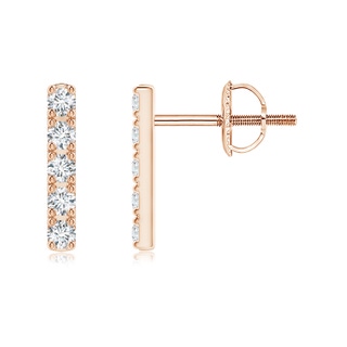 1.2mm GVS2 Prong-Set Diamond Vertical Bar Stud Earrings in Rose Gold