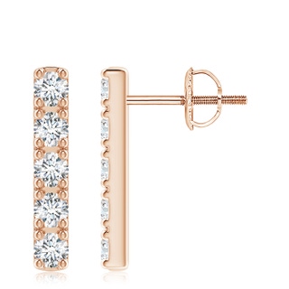 3mm GVS2 Prong-Set Diamond Vertical Bar Stud Earrings in Rose Gold