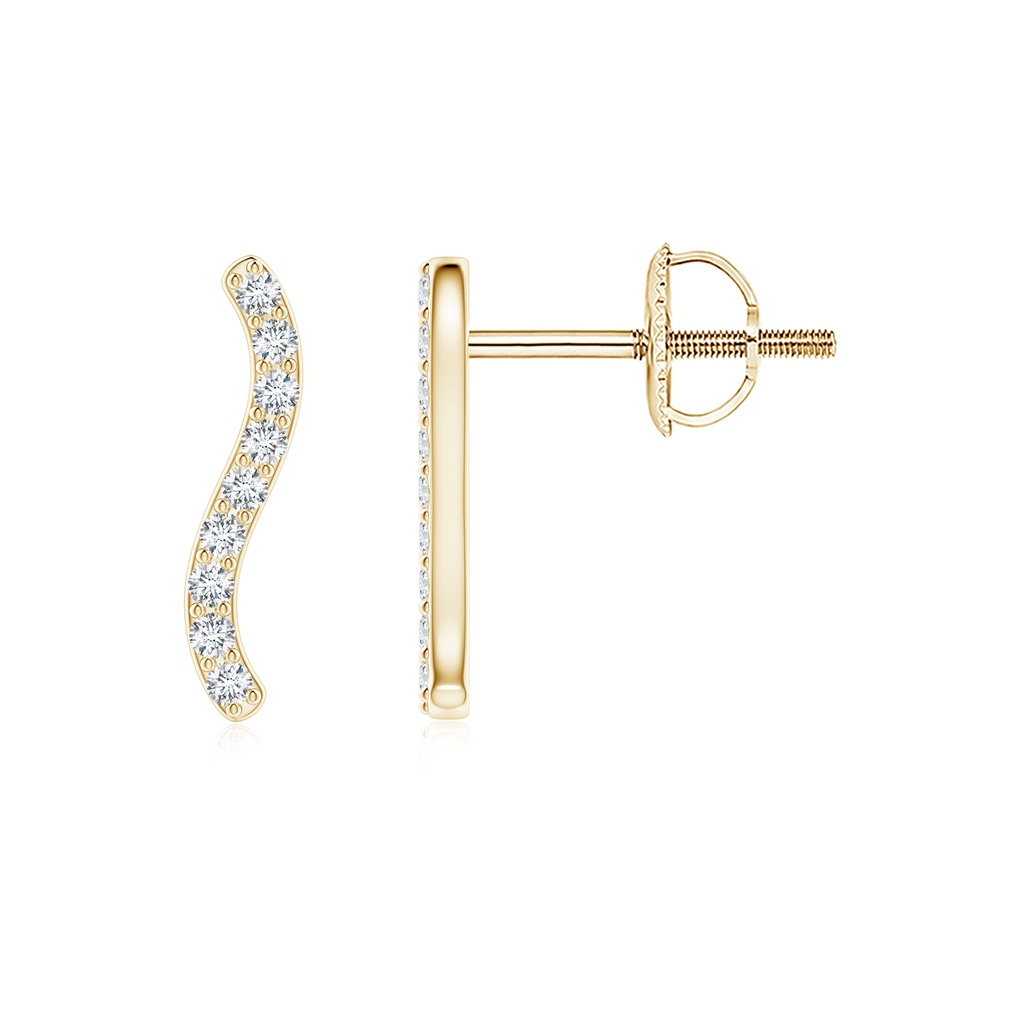 1.1mm GVS2 Prong-Set Diamond Wave Stud Earrings in Yellow Gold