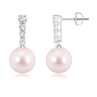 8mm AAAA Akoya Pearl Earrings with Graduated Diamonds in White Gold