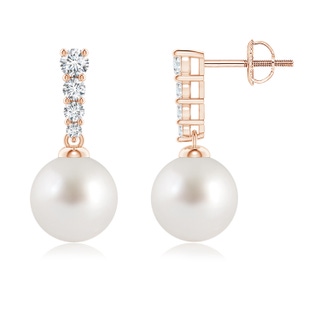 8mm AAA South Sea Pearl Earrings with Graduated Diamonds in Rose Gold