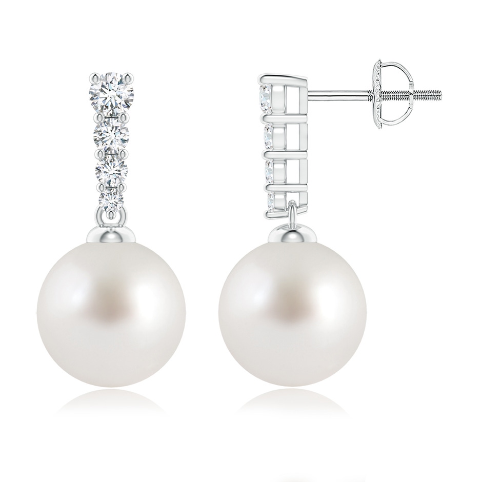 9mm AAA South Sea Pearl Earrings with Graduated Diamonds in White Gold 