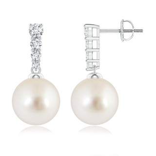 9mm AAAA South Sea Pearl Earrings with Graduated Diamonds in P950 Platinum