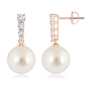 9mm AAAA South Sea Pearl Earrings with Graduated Diamonds in Rose Gold