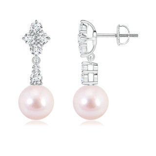 8mm AAAA Japanese Akoya Pearl and Diamond Clustre Earrings in P950 Platinum