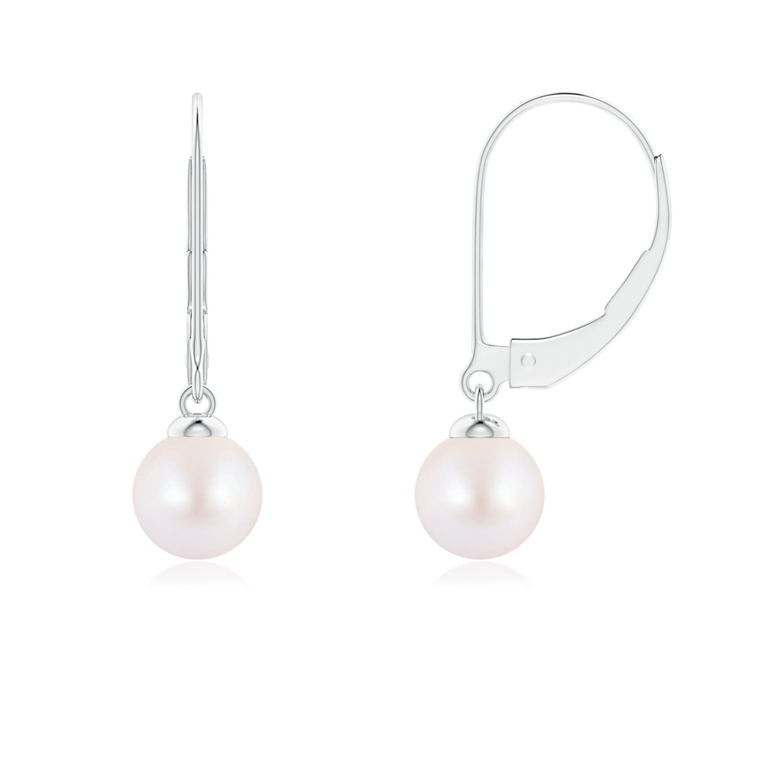 6mm AA Japanese Akoya Pearl Earrings with Leverback in P950 Platinum