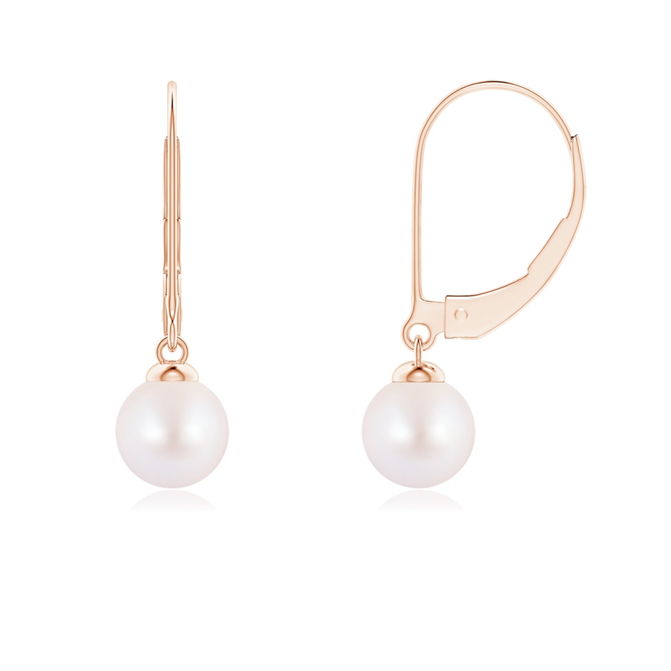6mm AA Japanese Akoya Pearl Earrings with Leverback in Rose Gold 