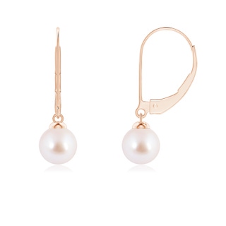 6mm AAA Japanese Akoya Pearl Earrings with Leverback in Rose Gold