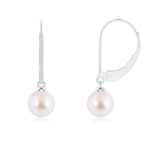 6mm AAA Japanese Akoya Pearl Earrings with Leverback in White Gold