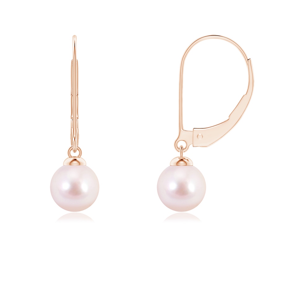 6mm AAAA Japanese Akoya Pearl Earrings with Leverback in Rose Gold 