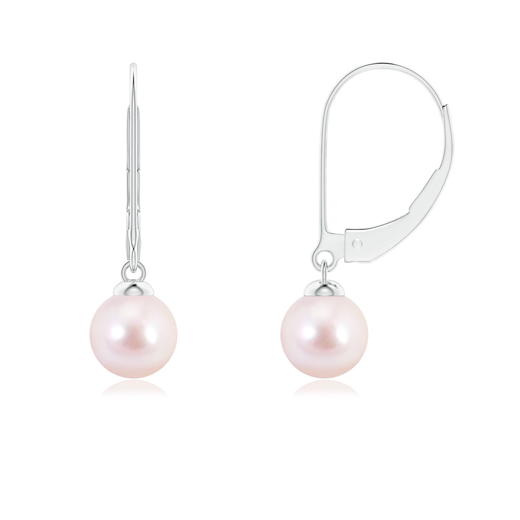 6mm AAAA Japanese Akoya Pearl Earrings with Leverback in White Gold