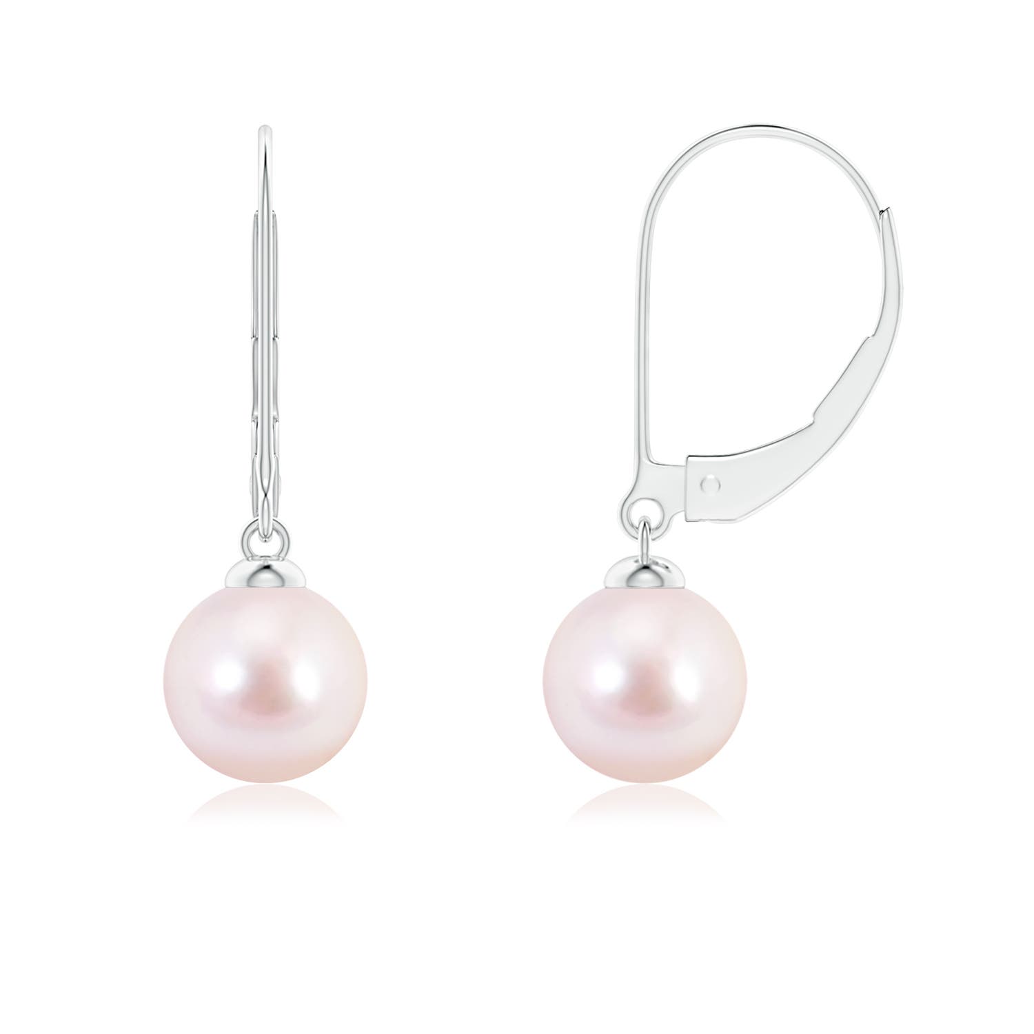 7mm AAAA Japanese Akoya Pearl Earrings with Leverback in 18CT White Gold