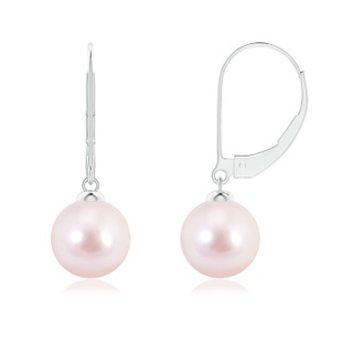 8mm AAAA Japanese Akoya Pearl Earrings with Leverback in White Gold