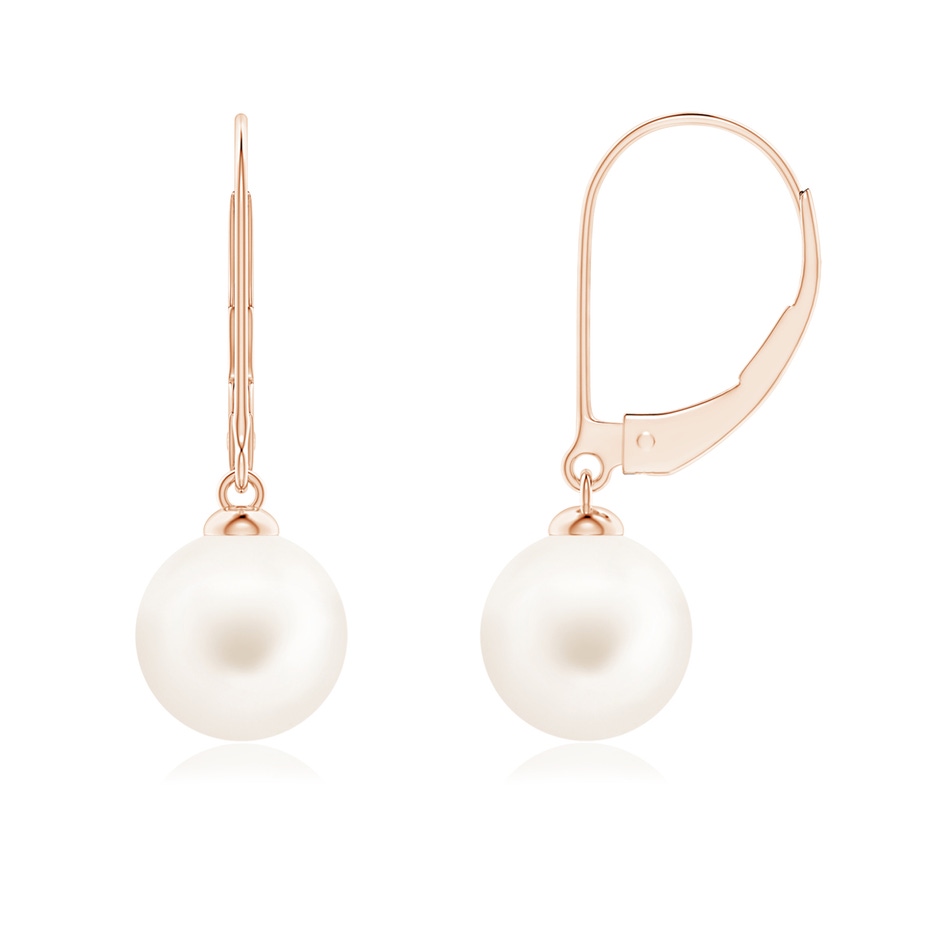 8mm AA Freshwater Pearl Earrings with Leverback in 10K Rose Gold 